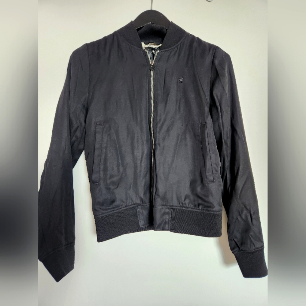 Short Slim Fit Bomber Jacket (Black, Size S)